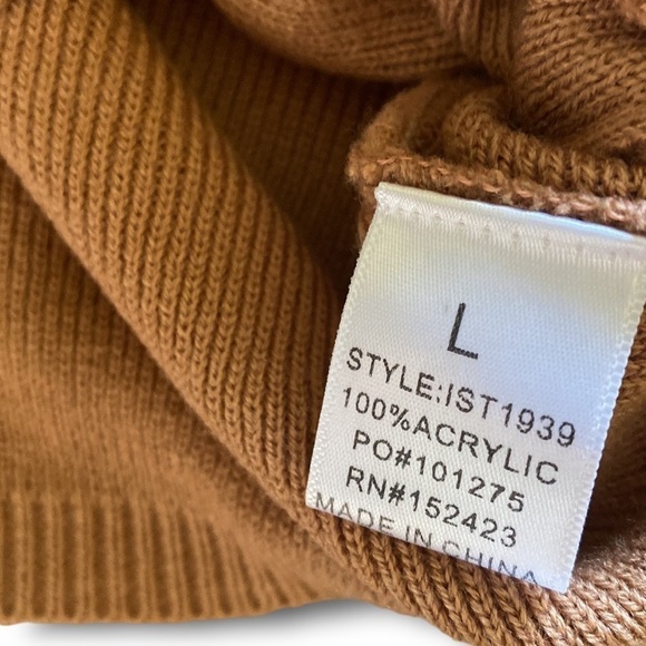 Y2K Varsity Double Striped Cropped Acrylic Sweater SIZE Large Brown & Wh… - Picture 5 of 11